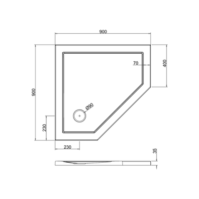 Zamori Antibacterial Pentagle Shower Tray