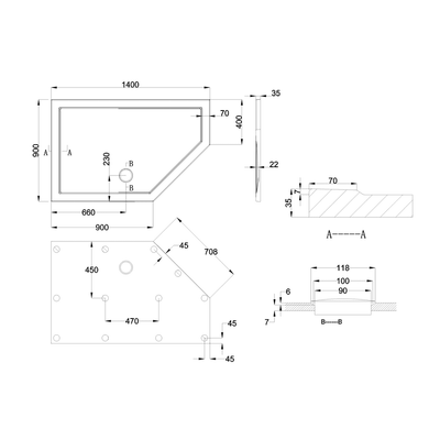 Zamori Antibacterial Pentagle Shower Tray