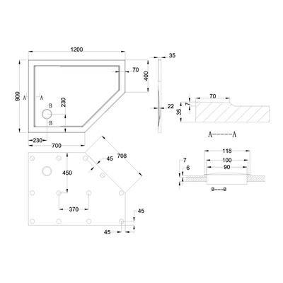 Zamori Antibacterial Pentagle Shower Tray