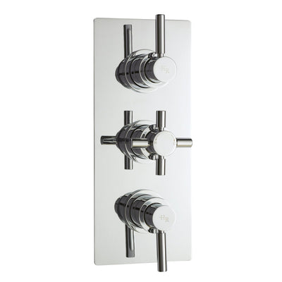 Hudson Reed Tec Lever 2 Outlet Triple Handle Concealed Thermostatic Shower Valve - Chrome