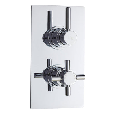 Hudson Reed Tec Lever 1 Outlet Twin Handle Concealed Thermostatic Shower Valve - Chrome