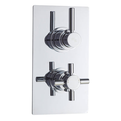 Hudson Reed Tec Lever 2 Outlet Twin Handle Concealed Thermostatic Shower Valve - Chrome