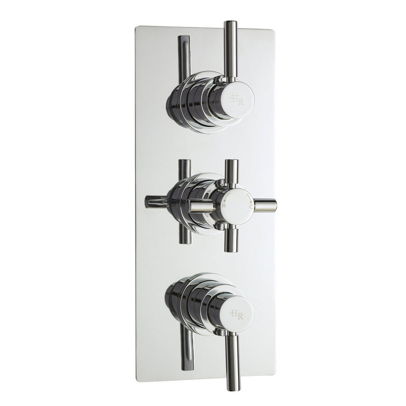 Hudson Reed Tec Lever 3 Outlet Triple Handle Concealed Thermostatic Shower Valve - Chrome