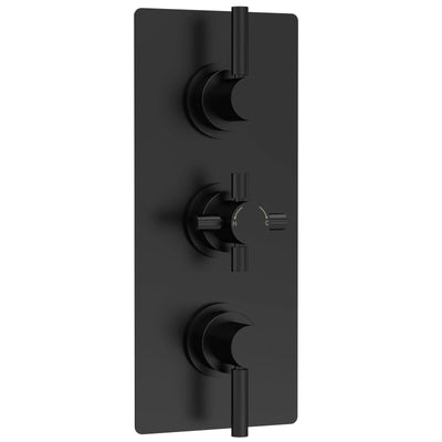 Hudson Reed Tec Lever 3 Outlet Triple Handle Concealed Thermostatic Shower Valve - Matt Black