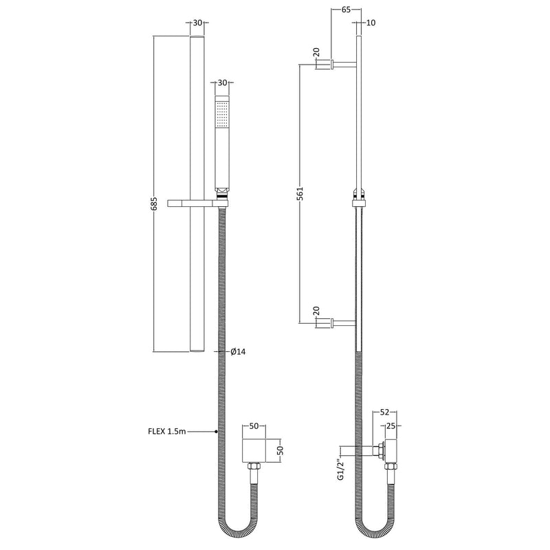 Cape Black Concealed Shower Package With Fixed Head & Rail Kit