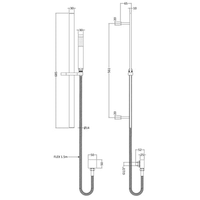 Cape Black Concealed Shower Package With Rail Kit