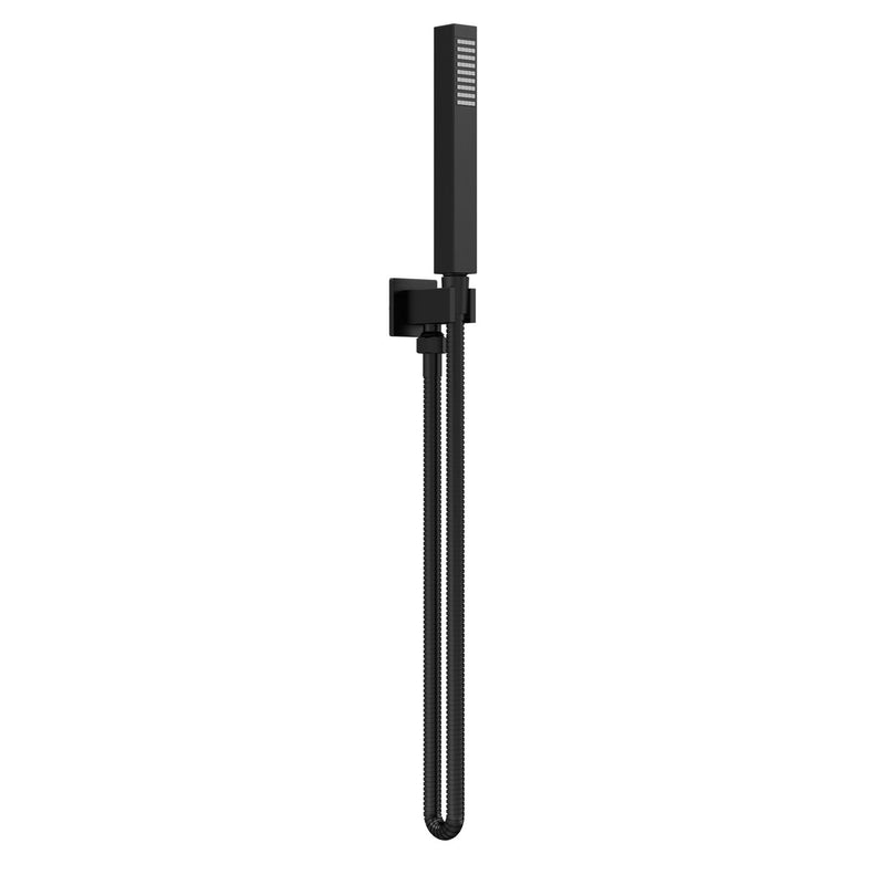Cape Black Square Hand Shower Kit With Integrated Outlet & Holder
