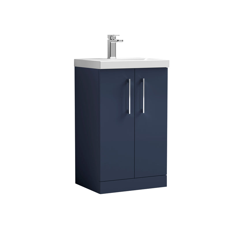 Nuie Arno 500 x 383mm Floor Standing Vanity Unit With 2 Doors & Mid Edge Basin - Electric Blue Matt
