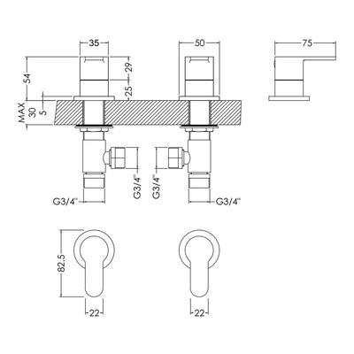 Lana Bath Panel Valves