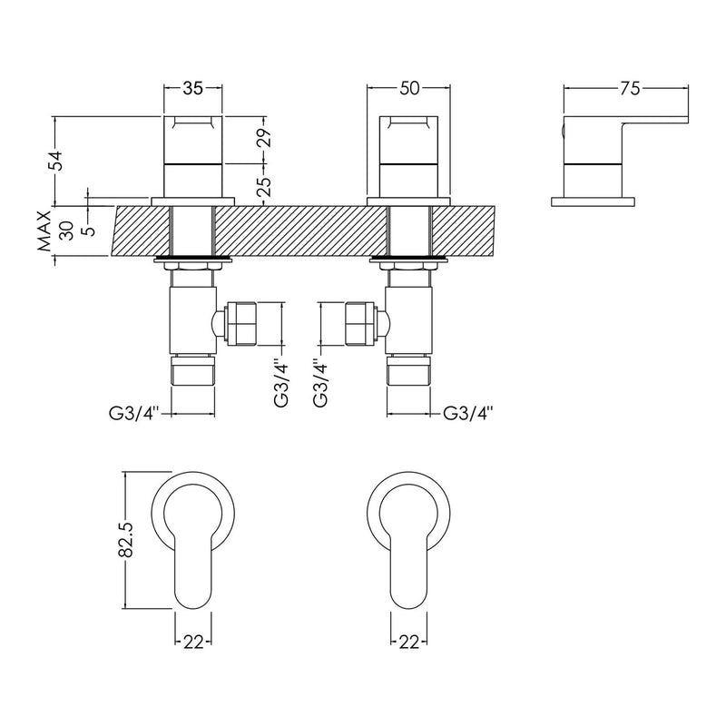 Lana Bath Panel Valves