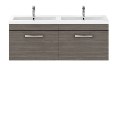 Cape 1200mm Wall Hung 2 Drawer Vanity Unit & Double Basin Brown - Grey Avola
