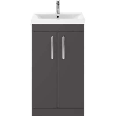 Cape 500mm Floor Standing 2 Door Vanity Unit & Mid-Edge Basin - Gloss Grey