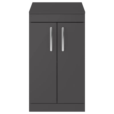 Cape 500mm Floor Standing 2 Door Vanity Unit & Worktop - Gloss Grey