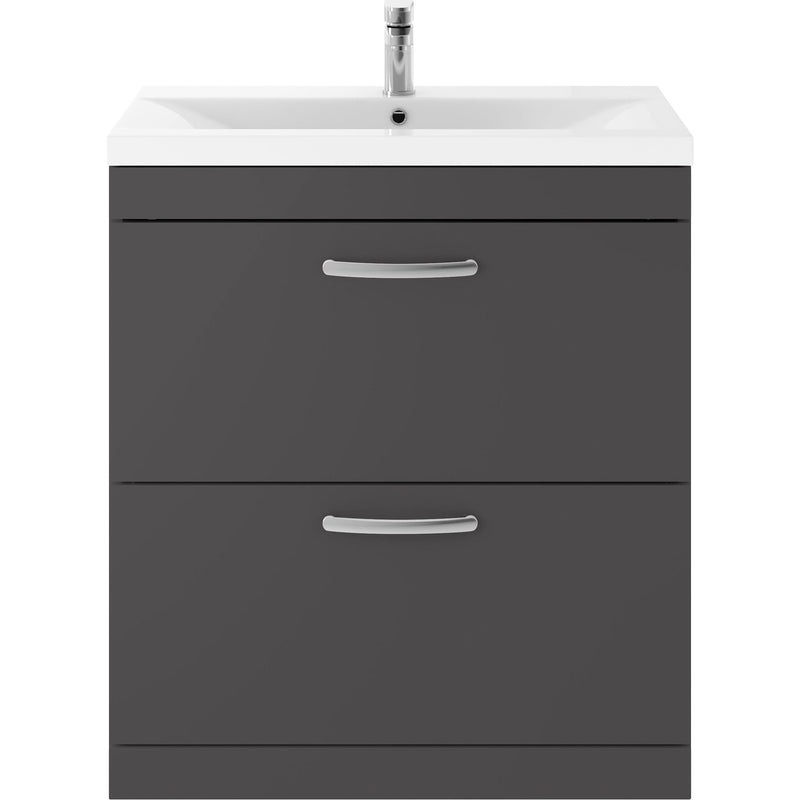 Cape 800mm Floor Standing 2 Drawer Vanity Unit & Mid-Edge Basin - Gloss Grey