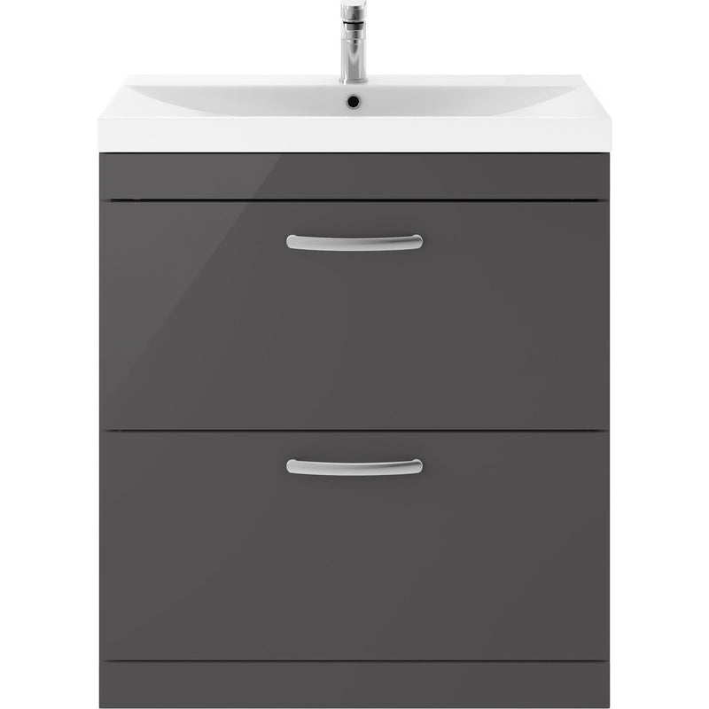 Como 800mm Floor Standing 2 Drawer Vanity Unit & Thin Edge Basin - Gloss Grey
