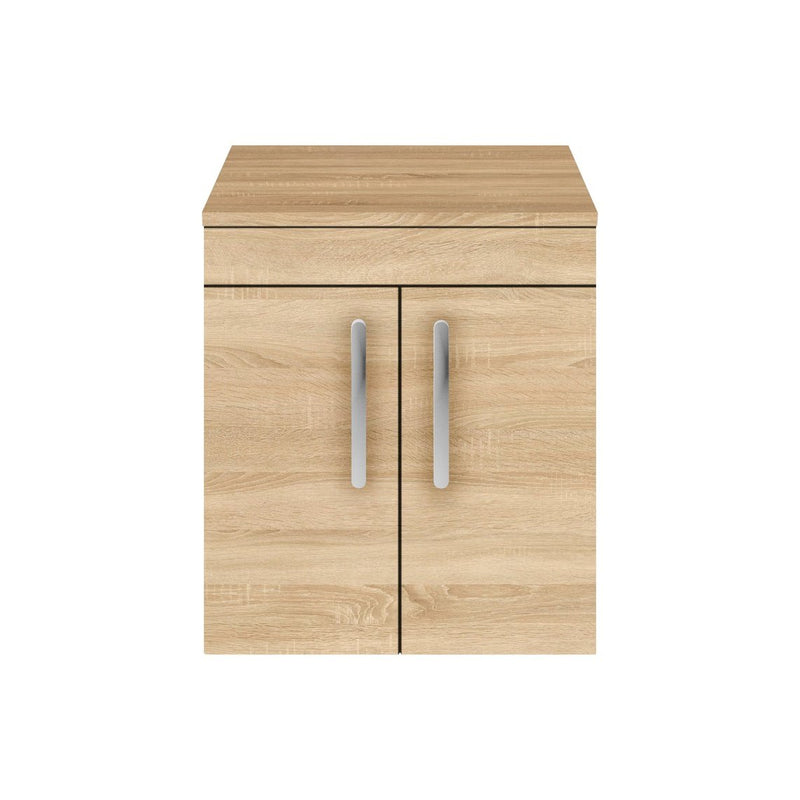 Cape 500mm Wall Hung 2 Door Vanity Unit & Worktop - Natural Oak
