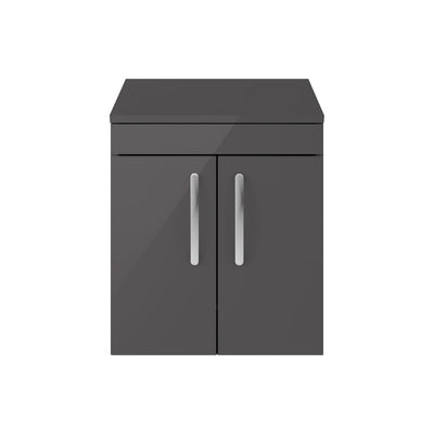 Cape 500mm Wall Hung 2 Door Vanity Unit & Worktop - Gloss Grey