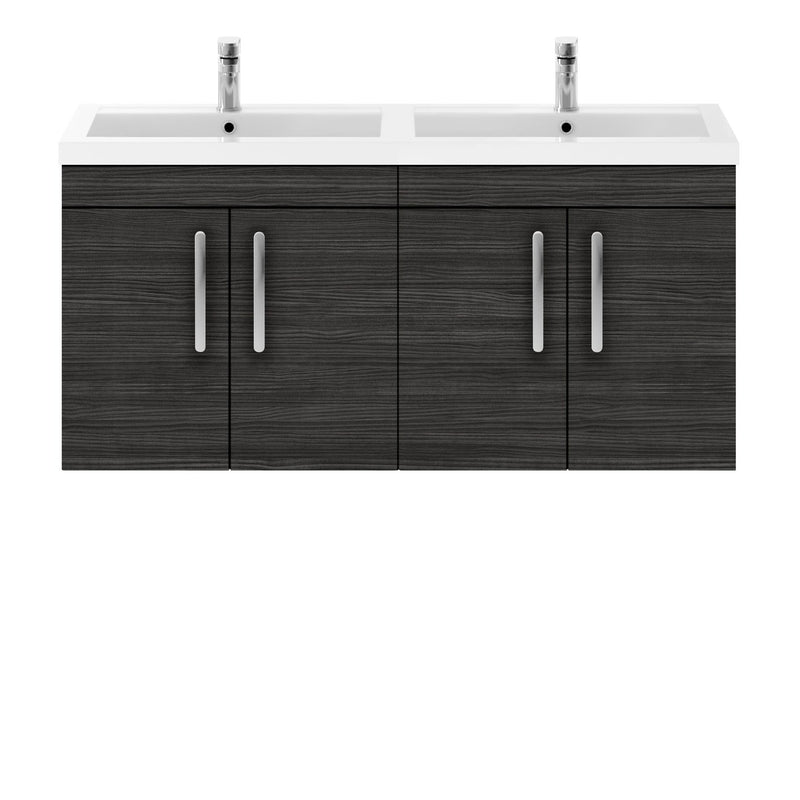 Cape 1200mm Wall Hung 4 Door Vanity Unit & Double Basin - Hacienda Black