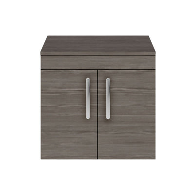Cape 600mm Wall Hung 2 Door Vanity Unit & Worktop - Grey Avola