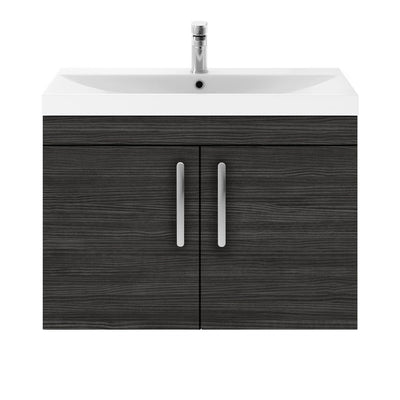 Como 800mm Wall Hung 2 Door Vanity Unit & Thin Edge Basin - Hacienda Black