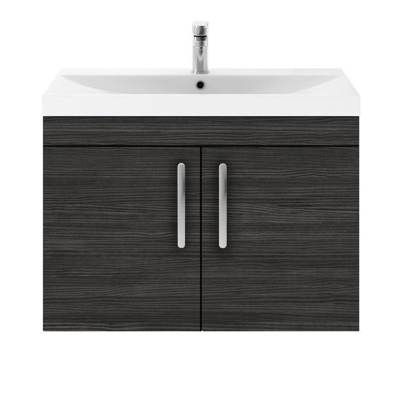 Como 800mm Wall Hung 2 Door Vanity Unit & Thin Edge Basin - Hacienda Black