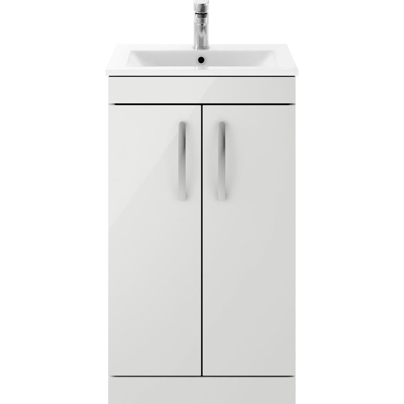 Lana 500mm Floor Standing 2 Door Vanity Unit & Minimalist Basin - Gloss Grey Mist