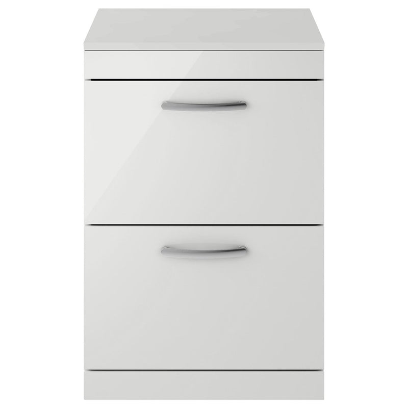 Cape 600mm Floor Standing 2 Drawer Vanity Unit & Worktop - Gloss Grey Mist