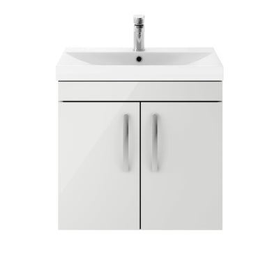 Como 600mm Wall Hung 2 Door Vanity Unit & Thin Edge Basin - Gloss Grey Mist