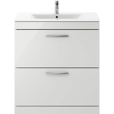 Lana 800mm Floor Standing 2 Drawer Vanity Unit & Minimalist Basin - Gloss Grey Mist