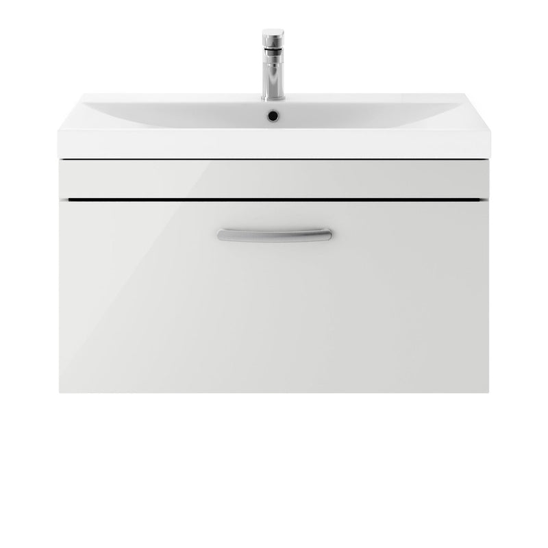 Como 800mm Wall Hung Single Drawer Vanity Unit & Thin Edge Basin - Gloss Grey Mist