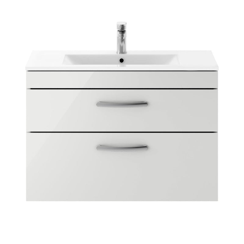 Lana 800mm Wall Hung 2 Drawer Vanity Unit & Minimalist Basin - Gloss Grey Mist