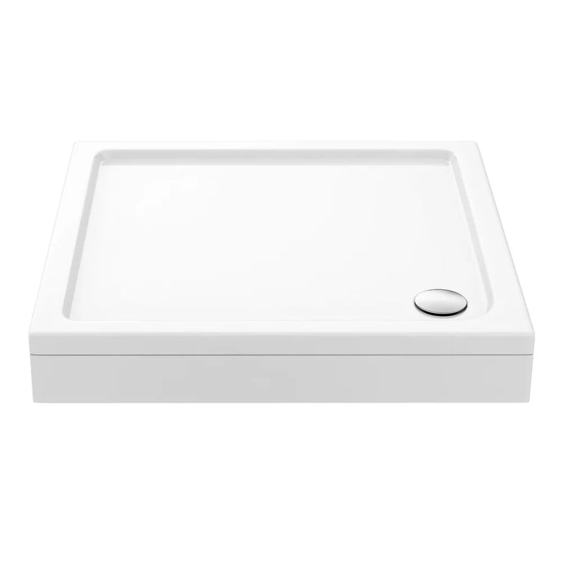 Nuie Pearlstone Square Gloss White Stone Resin Shower Tray