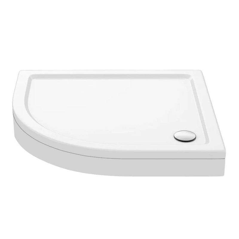 Nuie Pearlstone Offset Quadrant Gloss White Stone Resin Shower Tray
