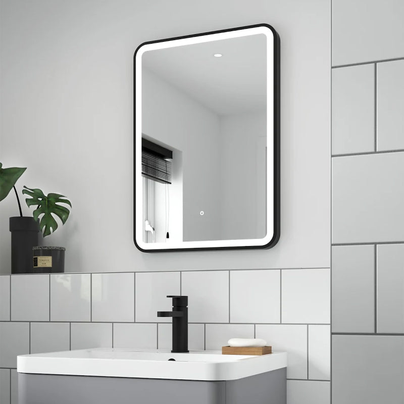 Hudson Reed Hydrus Black Framed LED Touch Sensor Mirror With De-Mister - 700 x 500mm