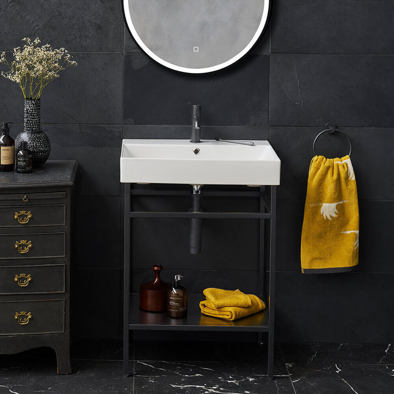 Britton Bathrooms Shoreditch  Frame 600mm Furniture Stand and Basin - Black