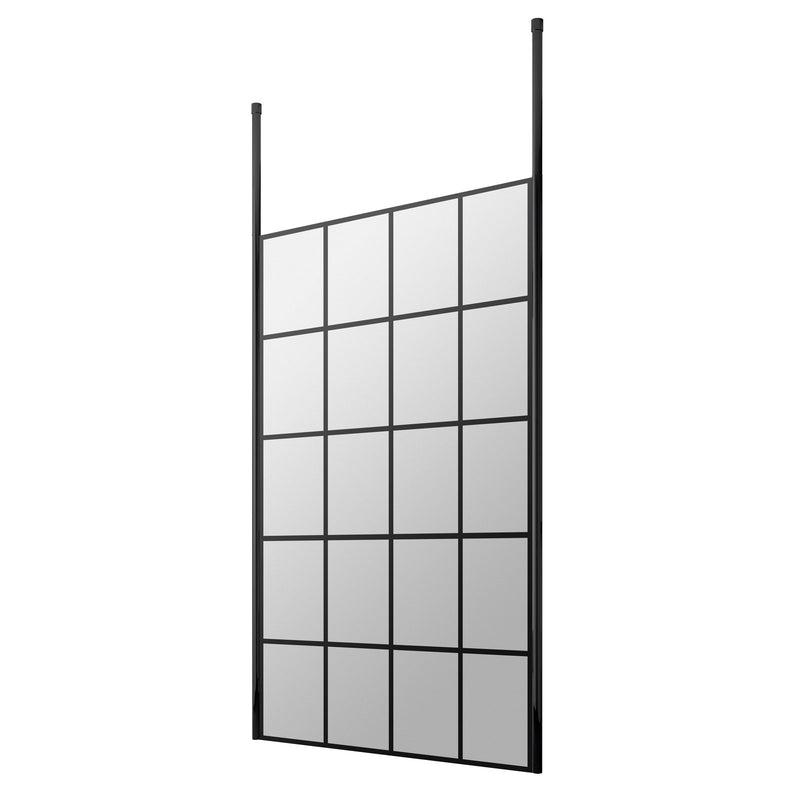 Vista Black Grid 1950mm 8mm Freestanding Wetroom Shower Screen With Ceiling Posts