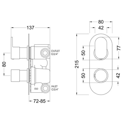 Capri Concealed Thermostatic Bath Shower Set - Chrome