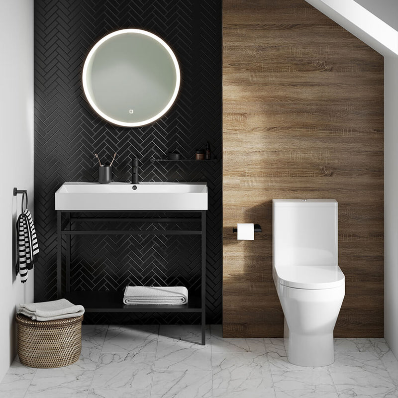 Britton Bathrooms Hoxton 600mm LED Black Mirror With Demister - Matt Black