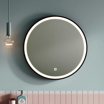Britton Bathrooms Hoxton 600mm LED Black Mirror With Demister - Matt Black