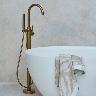 Britton Bathrooms Hoxton Floorstanding Bath Shower Mixer - Brushed Brass
