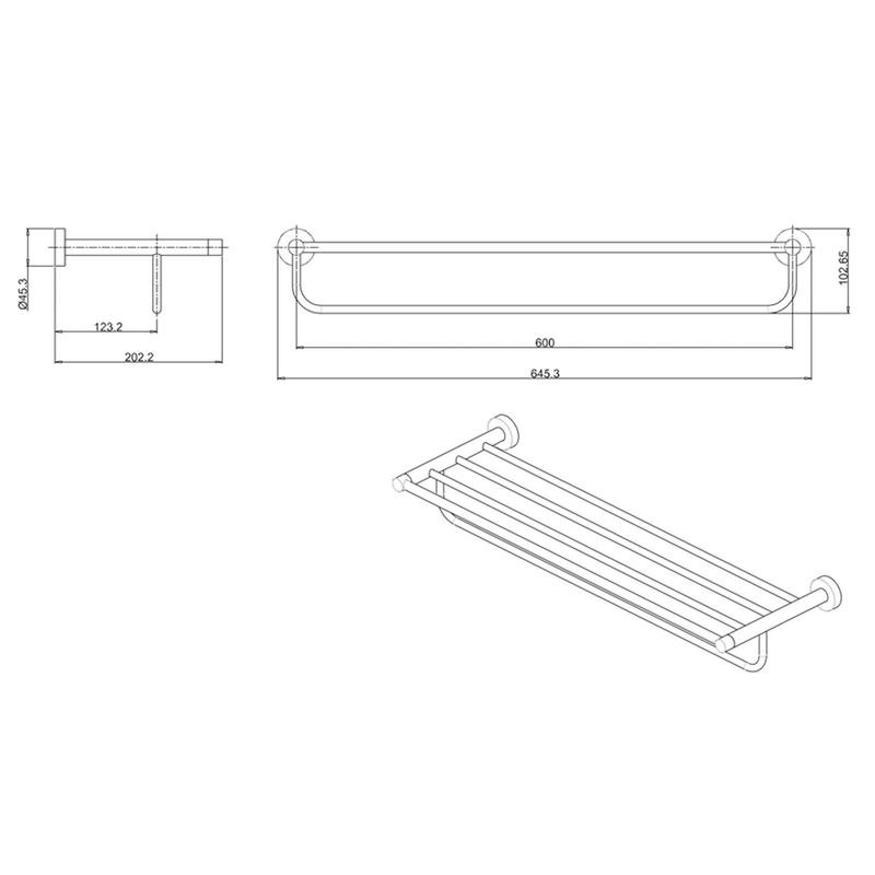 Britton Bathrooms Hoxton Towel Rack - Chrome