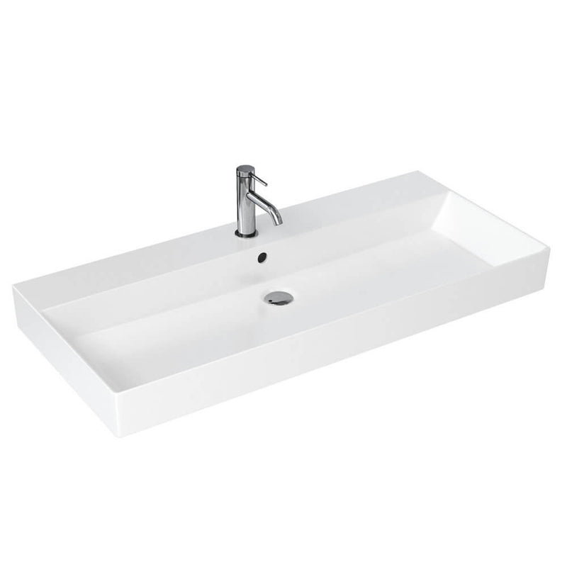 Britton Bathrooms Shoreditch Frame 1000mm Furniture Stand and Basin - Polished Stainless Steel