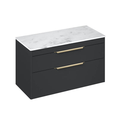 Britton Bathrooms Shoreditch 1000mm Double Drawer Vanity Unit With Worktop