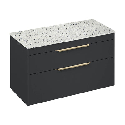 Britton Bathrooms Shoreditch 1000mm Double Drawer Vanity Unit With Worktop
