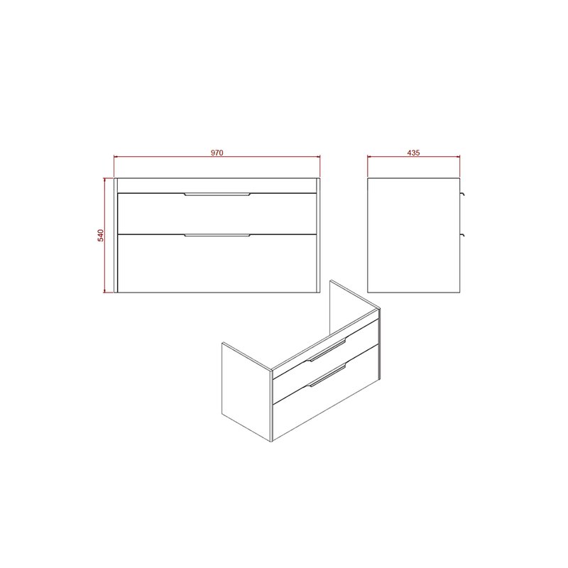 Britton Bathrooms Shoreditch 1000mm Double Drawer Vanity Unit With Worktop