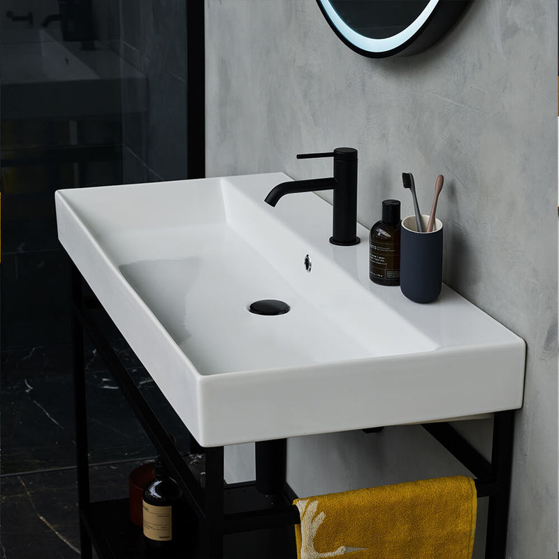 Britton Bathrooms Shoreditch  Frame 700mm Furniture Stand and Basin - Black