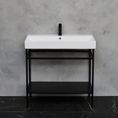 Britton Bathrooms Shoreditch  Frame 850mm Furniture Stand and Basin - Black