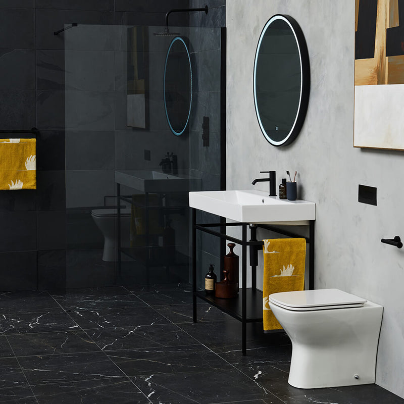 Britton Bathrooms Shoreditch Frame 1000mm Furniture Stand and Basin - Matt Black
