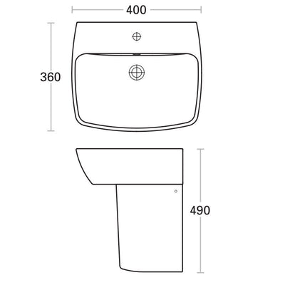 Britton Bathrooms MyHome 400mm Basin With Semi Pedestal