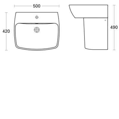 Britton Bathrooms MyHome 500mm Basin With Semi Pedestal